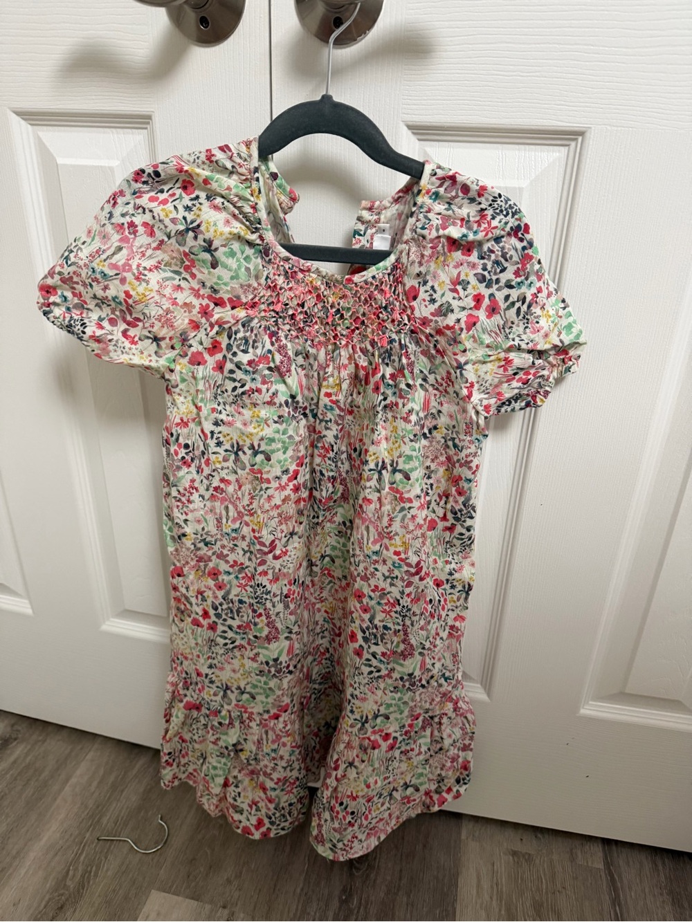 Bonpoint Floral Smocked Cotton Dress - Pink, Green, Navy
